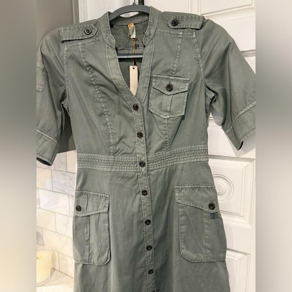 NWT MAEVE by Anthropologie olive green cargo mini dress XS - Picture 8 of 8
